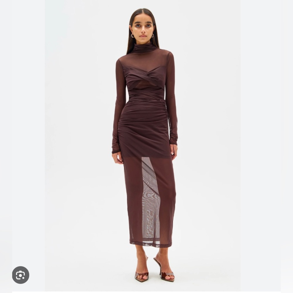 Elegant Brown Sheer Dress